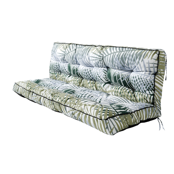 Outdoor Swing Cushions 63 Inch,Waterproof 4in Thick Porch Swing Cushion Replacement With Backrest And Ties,Comfortable 2-3 Seat Pation Swing Pad For Backyard,Garden,Lawn,Outdoor Furniture Bamboo Leaf
