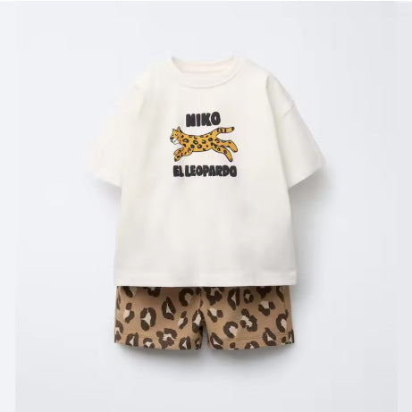Summer New Korean-style Boys Dinosaur Cartoon Print Set