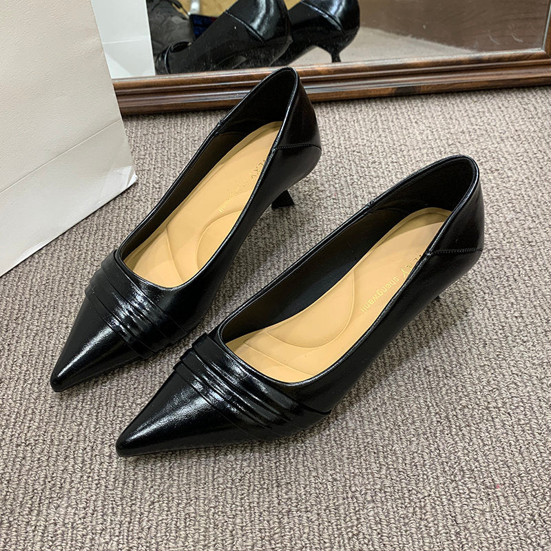 Women's Minimalist Pointed Toe Low Heel Stiletto Pumps, 2026 Spring New French Versatile Fashion Dress Shoes