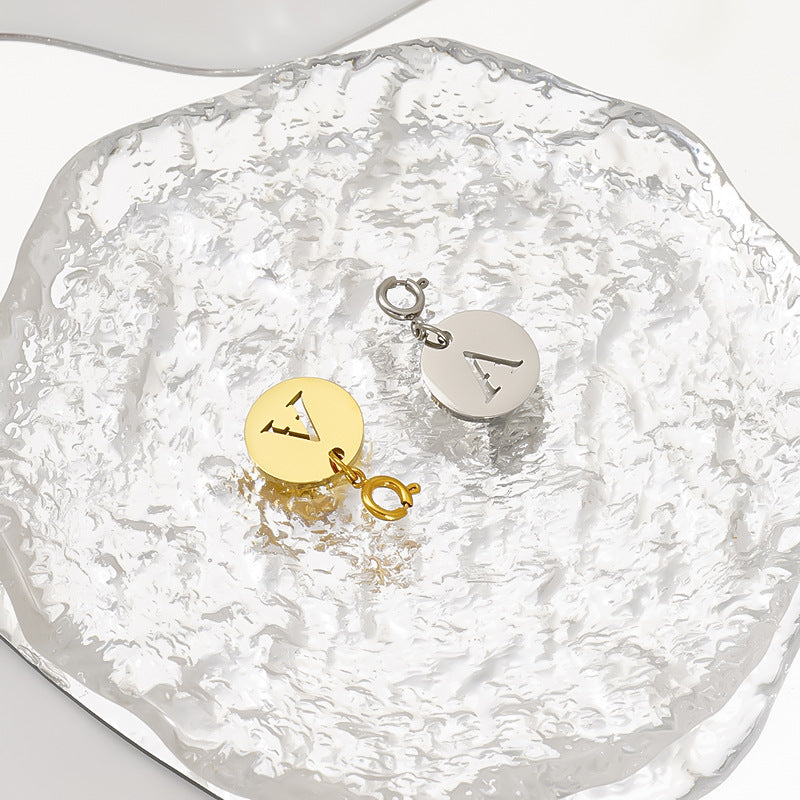 Titanium Steel Bracelet And Necklace Accessories 26-letter Charm Pendants Hand-polished In Gold