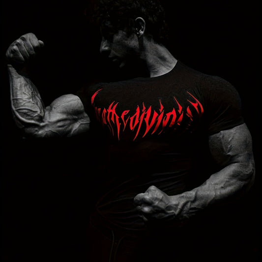 Short-sleeve Black Fitness T-shirt Men's Muscle