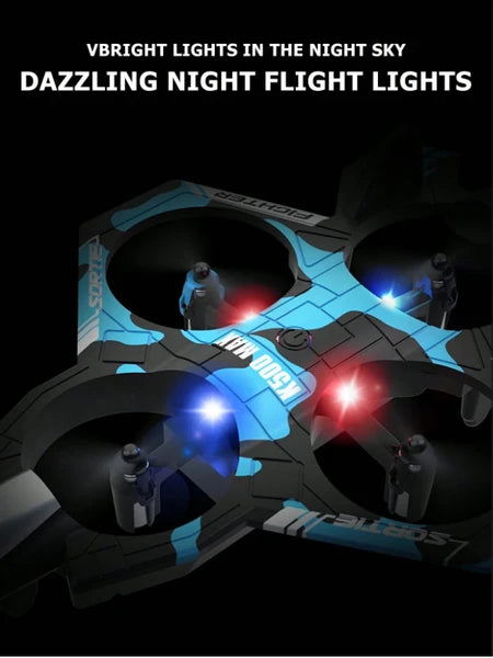 A Set Of Four-rotor Drone Fighter Jets, Equipped With A Remote Control, Featuring One-key Takeoff/landing, 360° Flipping And Hovering, And Speed Switching Functions, Suitable As A Gift.