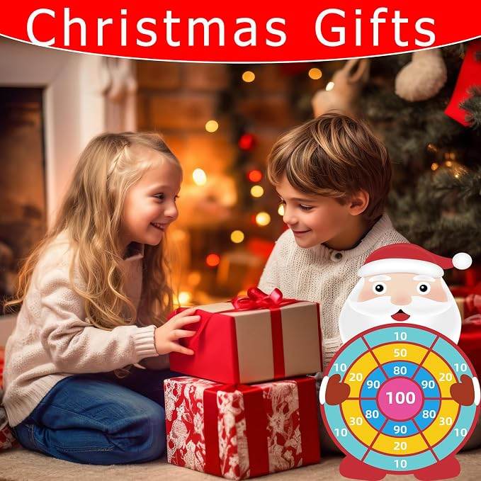 30 Inch Santa Claus Dart Board Game, Christmas Party Game And Gift For Kids, Indoor Outdoor Holiday Decor And Party Favors