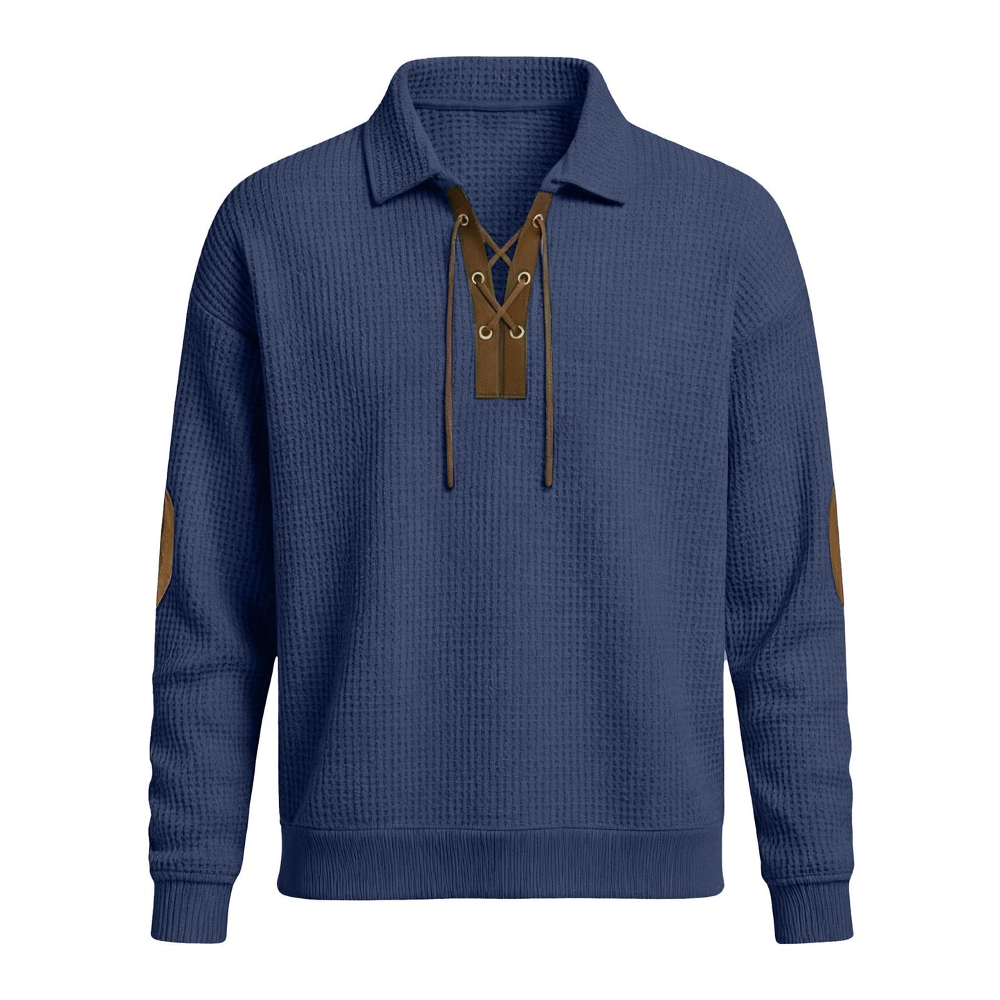 Mens Fashion Solid-Color Long-Sleeve Loose-Fit Sweatshirt