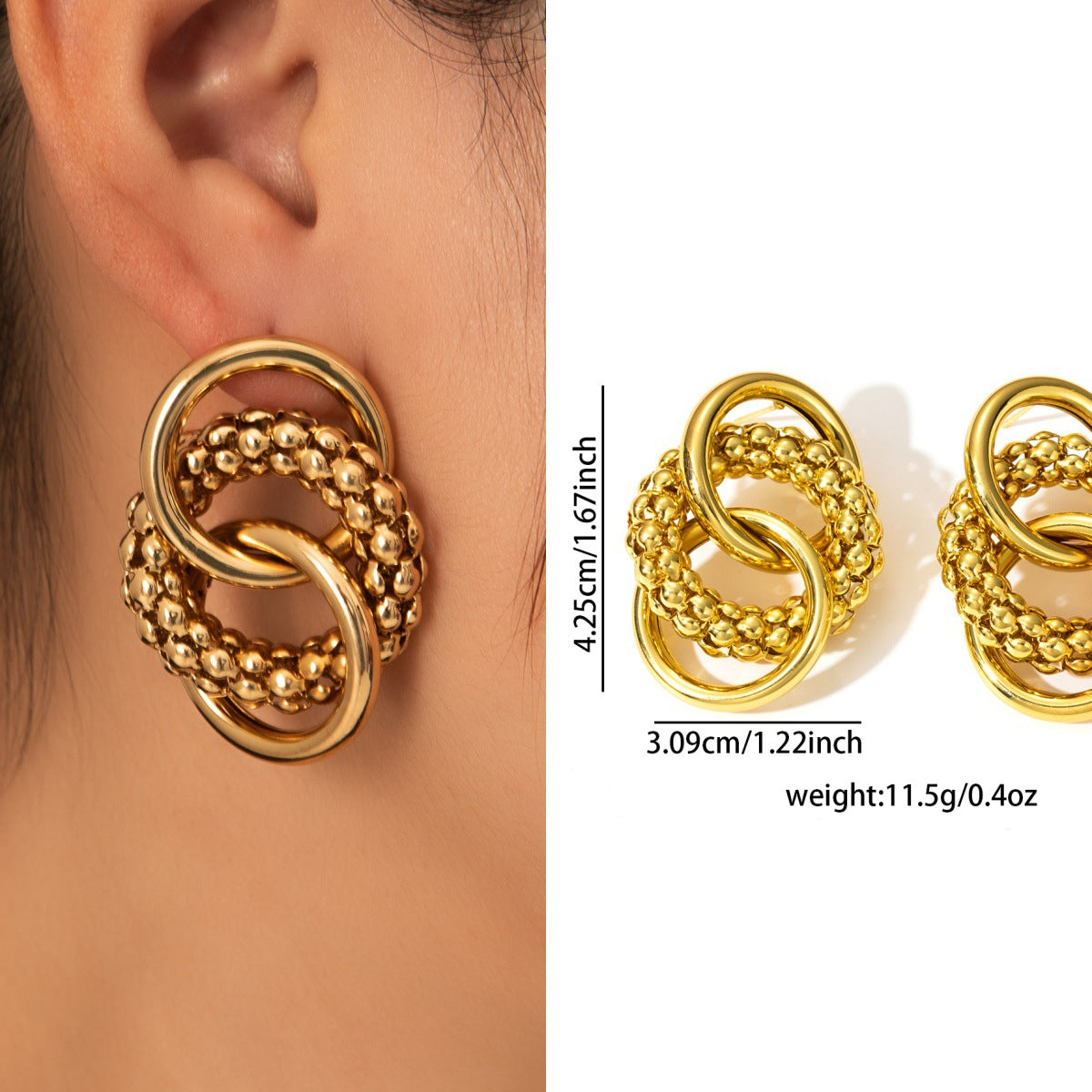 Fade-Proof Gold Stainless Steel Titanium Steel Earrings Luxury Fashion Women Jewelry