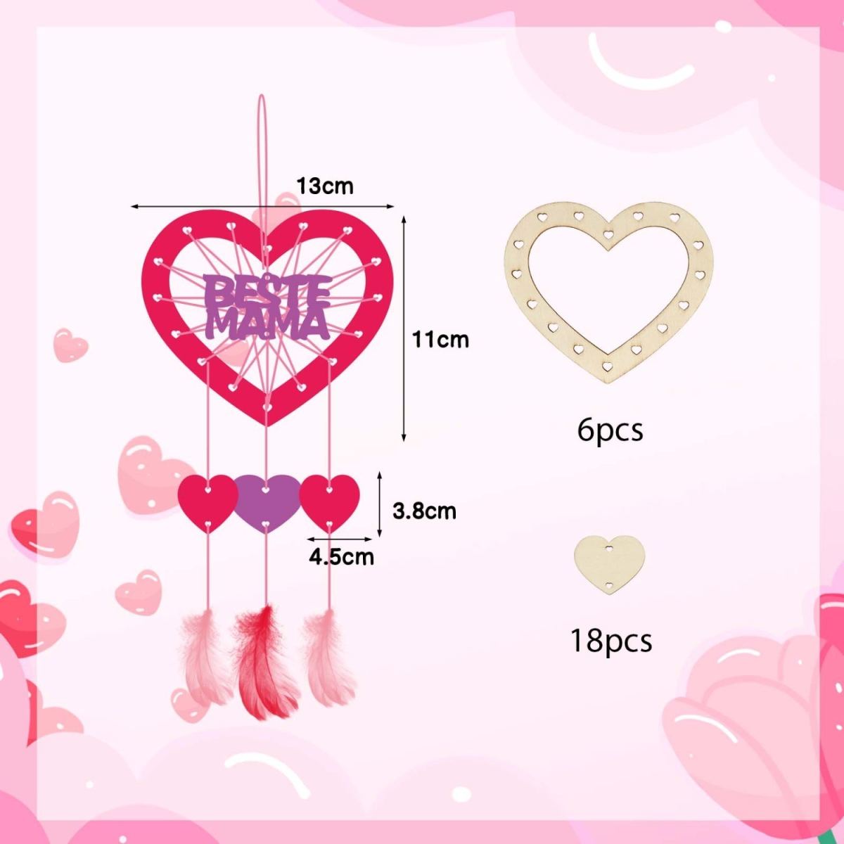 6 Sets Of Heart Dreamcatcher Craft Kits “BEST MOM” Creative Craft Kits Creative DIY Gifts For Mom Handicrafts Gifts For Mom For Mother's Day, Mom's Birthday, And Christmas