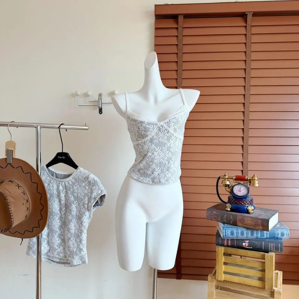 Summer New Womens Lace-Patch Short-Sleeve T-Shirt