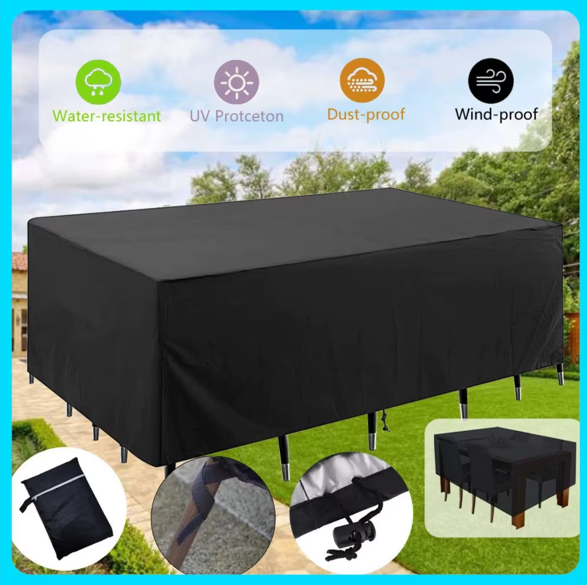 Outdoor Home Cover Oxford Fabric Garden Courtyard Table, Chair And Sofa Dust-proof Full Cover, Sun Protection And Waterproof Fabric Cover