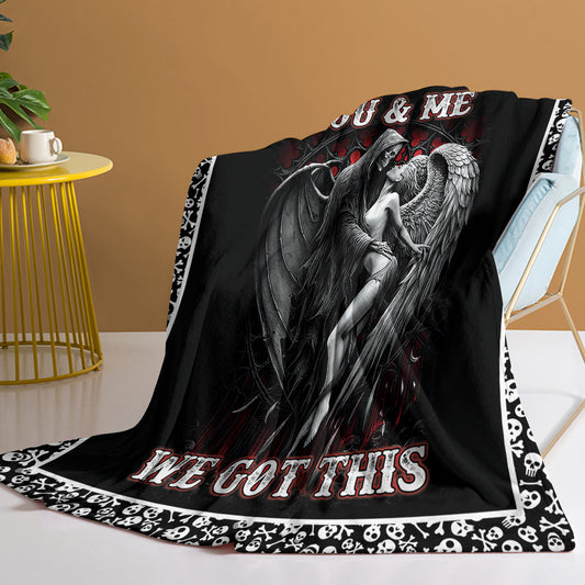 Beauty And Ghost Human Skeleton Printed Halloween Soft Cozy Lightweight Durable Plush Flannel Throw Blanket For Bedroom Living Rooms Sofa Couch