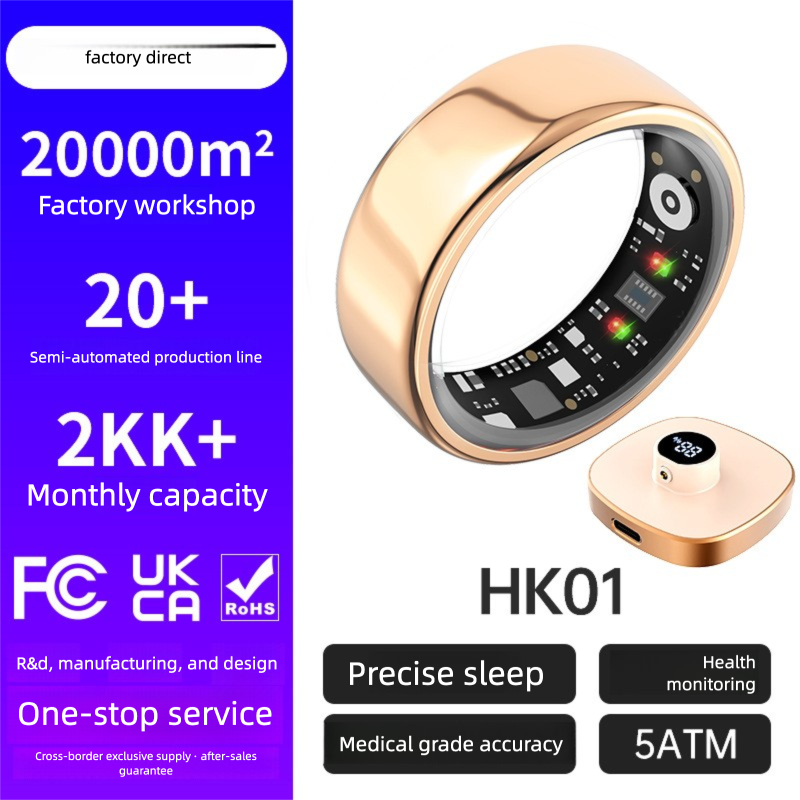 Smart Ring Heart Rate Blood Oxygen Sleep Monitor Step Counter & Female Cycle Tracker