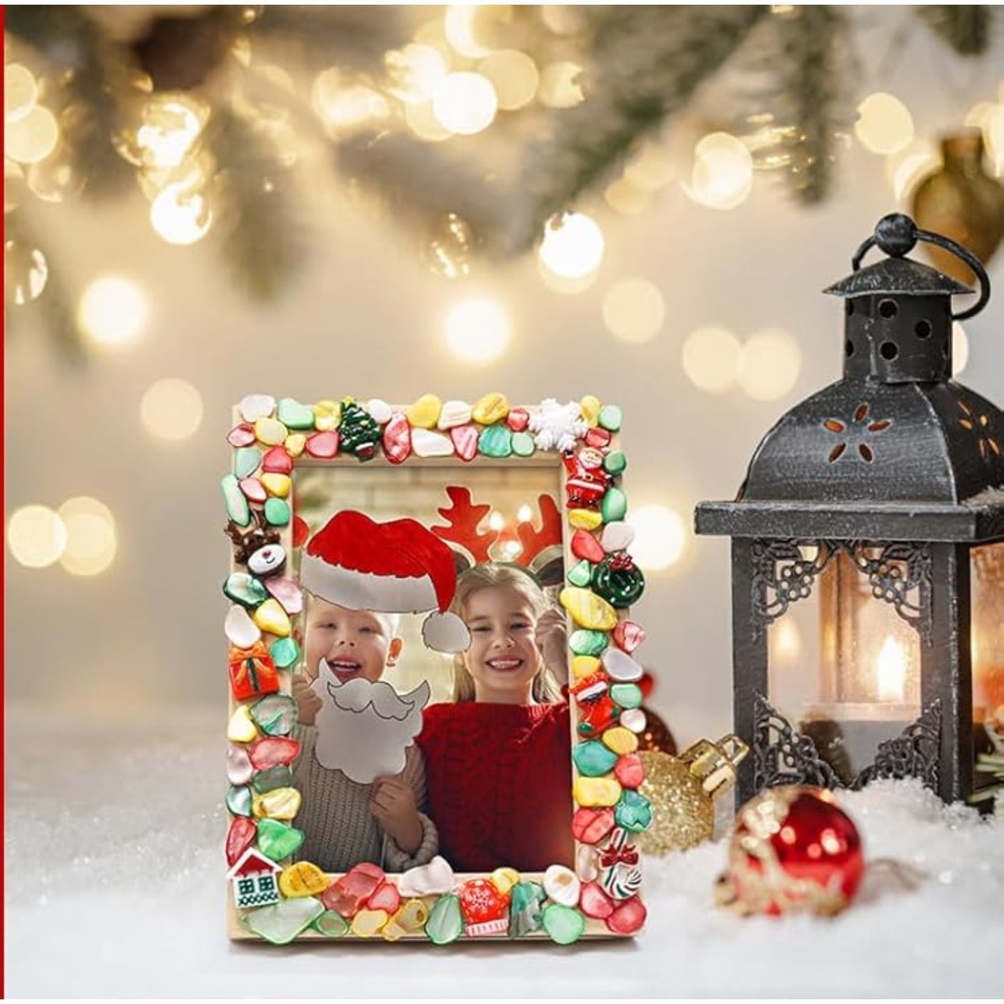 Christmas Mosaic Picture Frame Craft Kit – Mosaic Sets With Christmas Tree, Santa Claus, And Snowflakes; Mosaic Tiles For Crafts; DIY Wooden Frames; Creative Sets; Christmas Gift