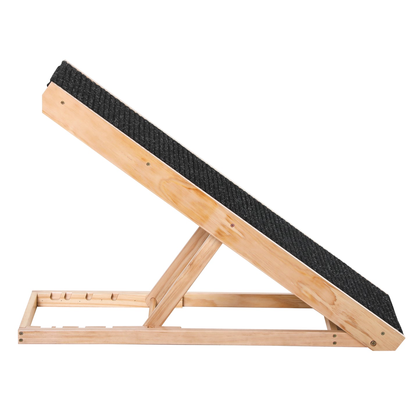 Elevated Dog Ramp for Bed, Foldable and Height Adjustable Pet Ramp for Cats with Non-Slip Finish, Pine 35.5" L x 16" W x 24" H, Black