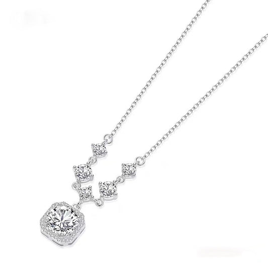S999 Sterling Silver Sugar Cube Necklace For Women, Korean Style Zircon Clavicle Chain, Luxury Fashion Jewelry