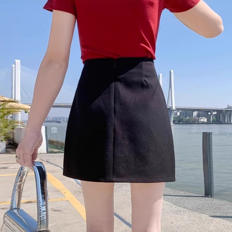 New High-waisted Irregular Midi Skirt For Women
