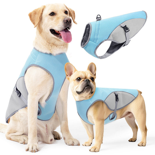Dog Cooling Jacket For Large Dogs, Pet Cooling Vest With Mesh And D Ring, Dog Reflective Stripe Cooler Jacket For Beach, Hiking, Walking