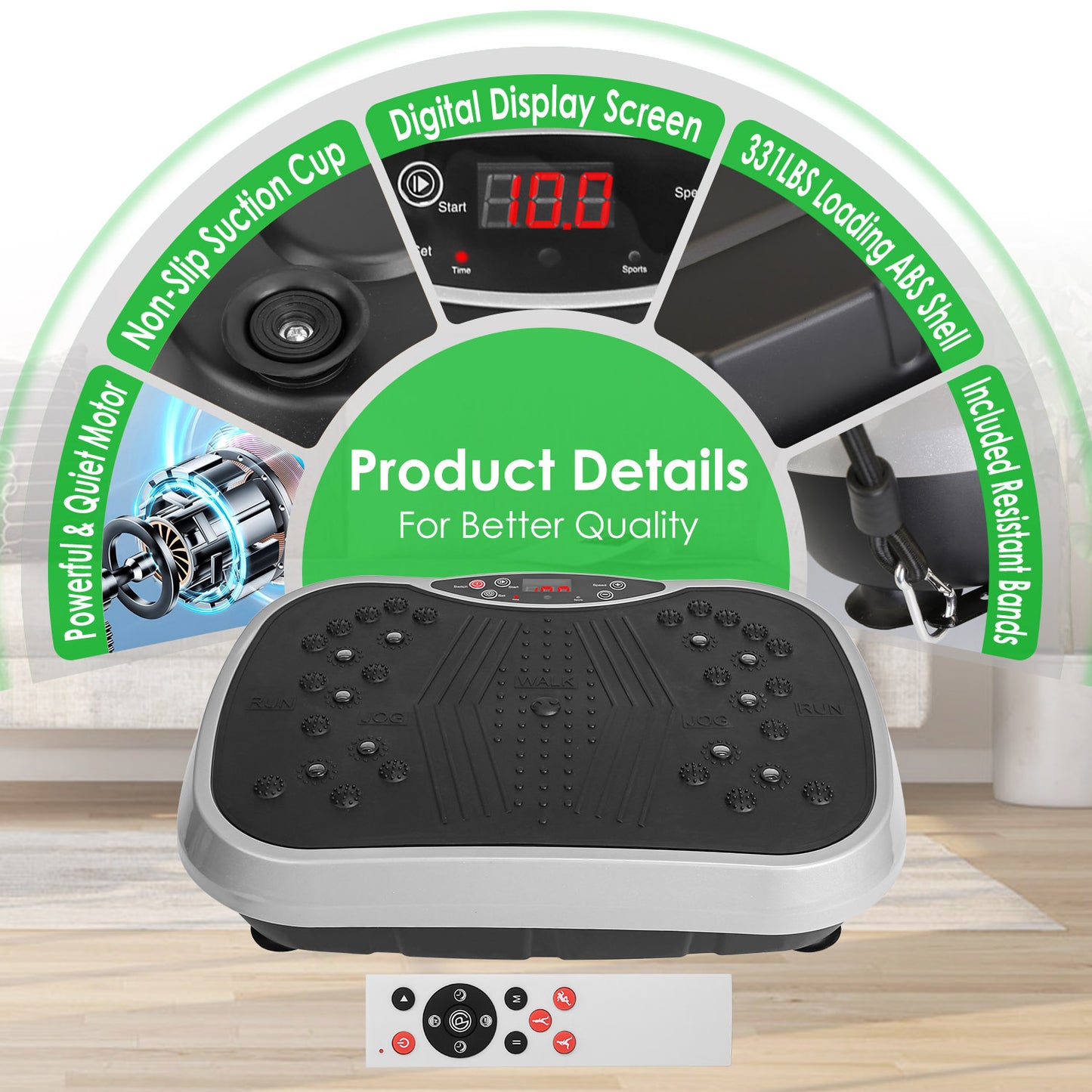 1Pc Vibration Exercise Machine With Resistant Bands For Spring Summer Fitness Remote Control Whole Body Vibration Platform Workout Equipment Home Fitness Training Equipment For Weight Loss Fat Burner