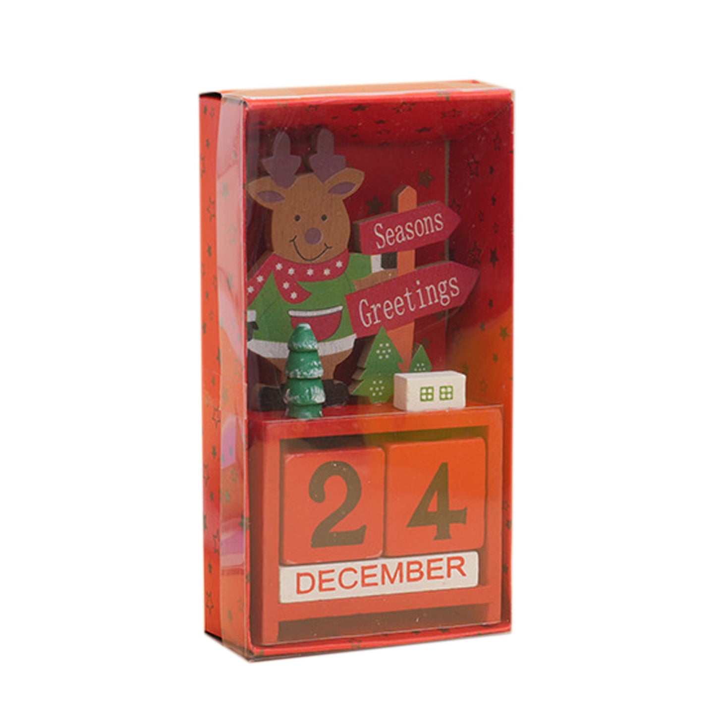 Xmas Desk Calendar Desktop Decoration Tabletop Number Date Wooden Blocks Ornament Elk