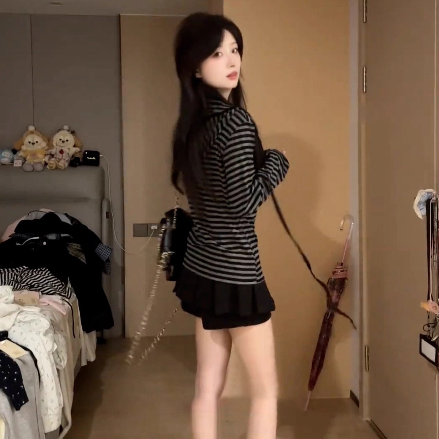 Korean-style Premium Striped Hooded Long Sleeve