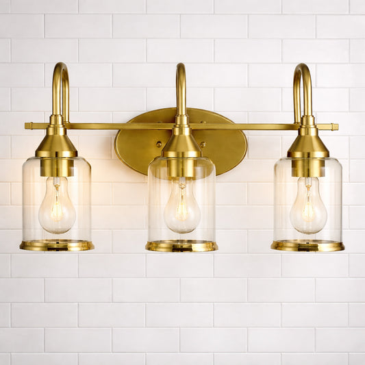 Twilight Brushed Gold Contemporary Vanity Light With Clear Glass,22W X10Hx7.48 E Dining Room Lighting Fixtures Hanging,Dining Light For Bedroom,Foyer,Hall,Kitchen,Living Room And Entryway