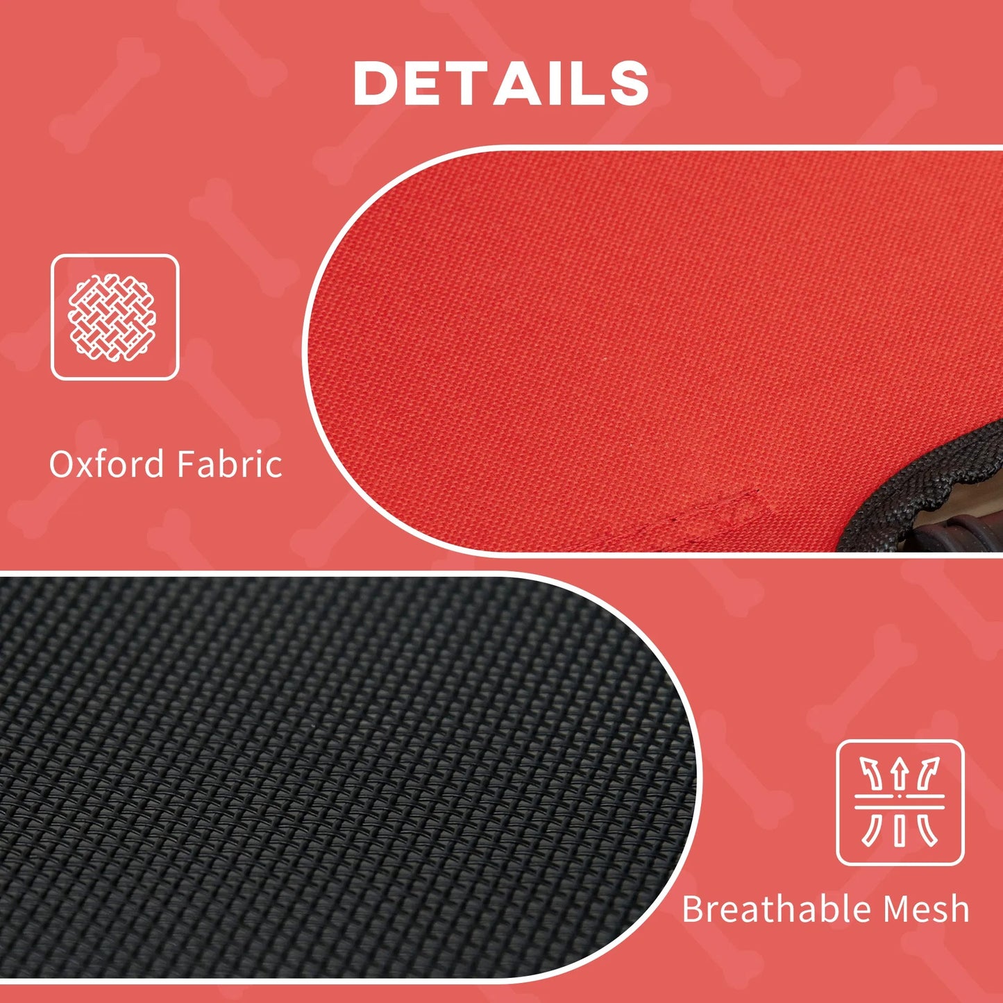48 In X 36 In Elevated Dog Cot Cooling Pet Bed With UV Protection Canopy Shade, Portable Raised Outdoor Dog Bed, Heavy Duty Pet Hammock Bed For Medium & Large Dogs, Red