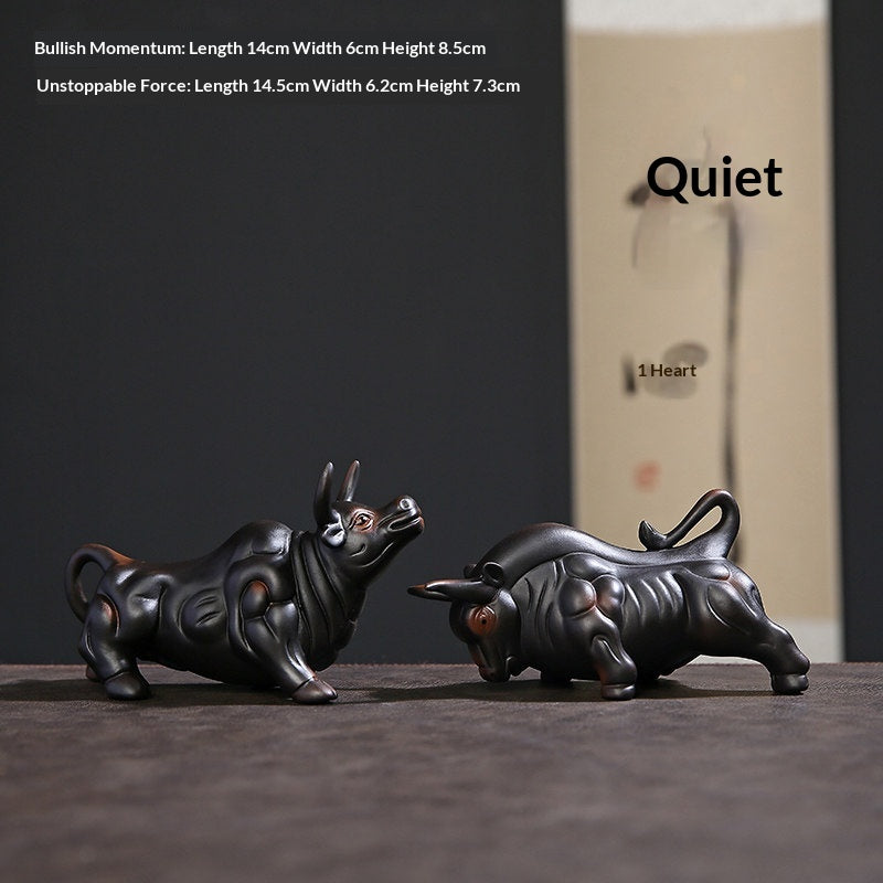 Purple Clay Bullish Spirit Soaring To The Heavens Tea Pet Ornament Premium Accessory