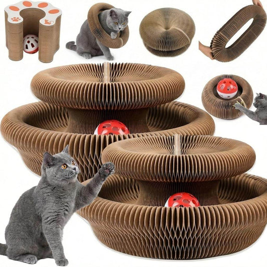 Cat Toy,Magic Organ Cat Scratcher Board,Foldable Recyclable Cat Accordion Toy,Interactive Scratch Pad With Toy Ball,Interactive Cat Toys For Indoor Cats Exercise & Anxiety Relief,2 PC