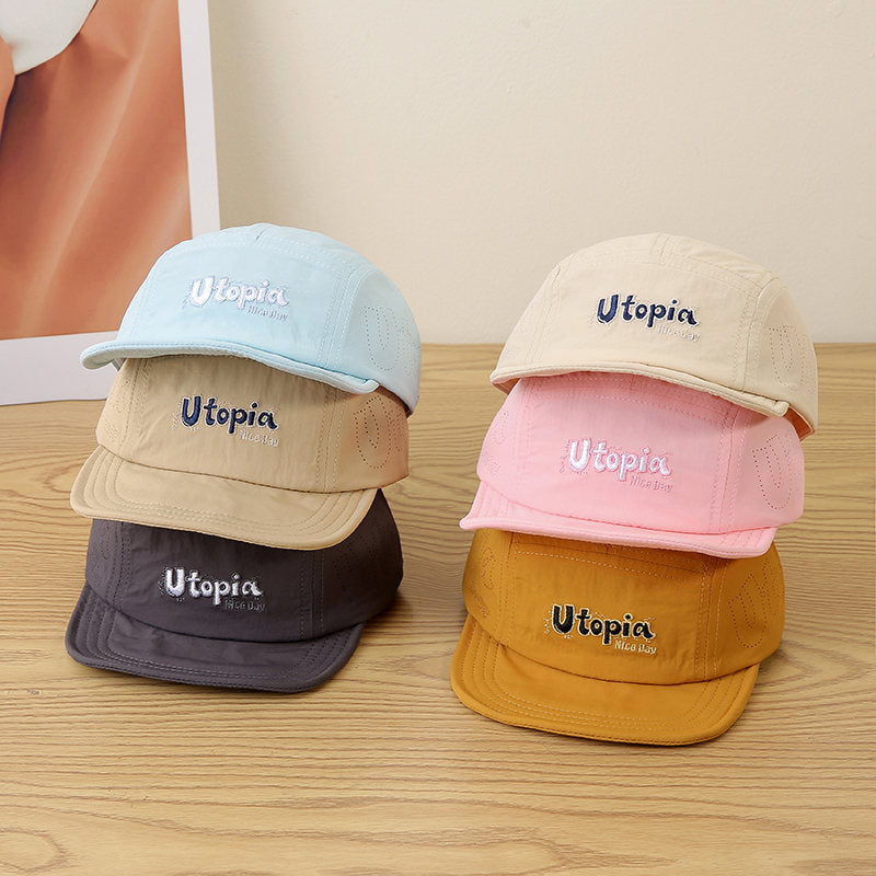 Single-color Children's English Alphabet Embroidered Adjustable Waterproof Lightweight Simple Casual Brimless Baseball Cap For Outdoor Travel