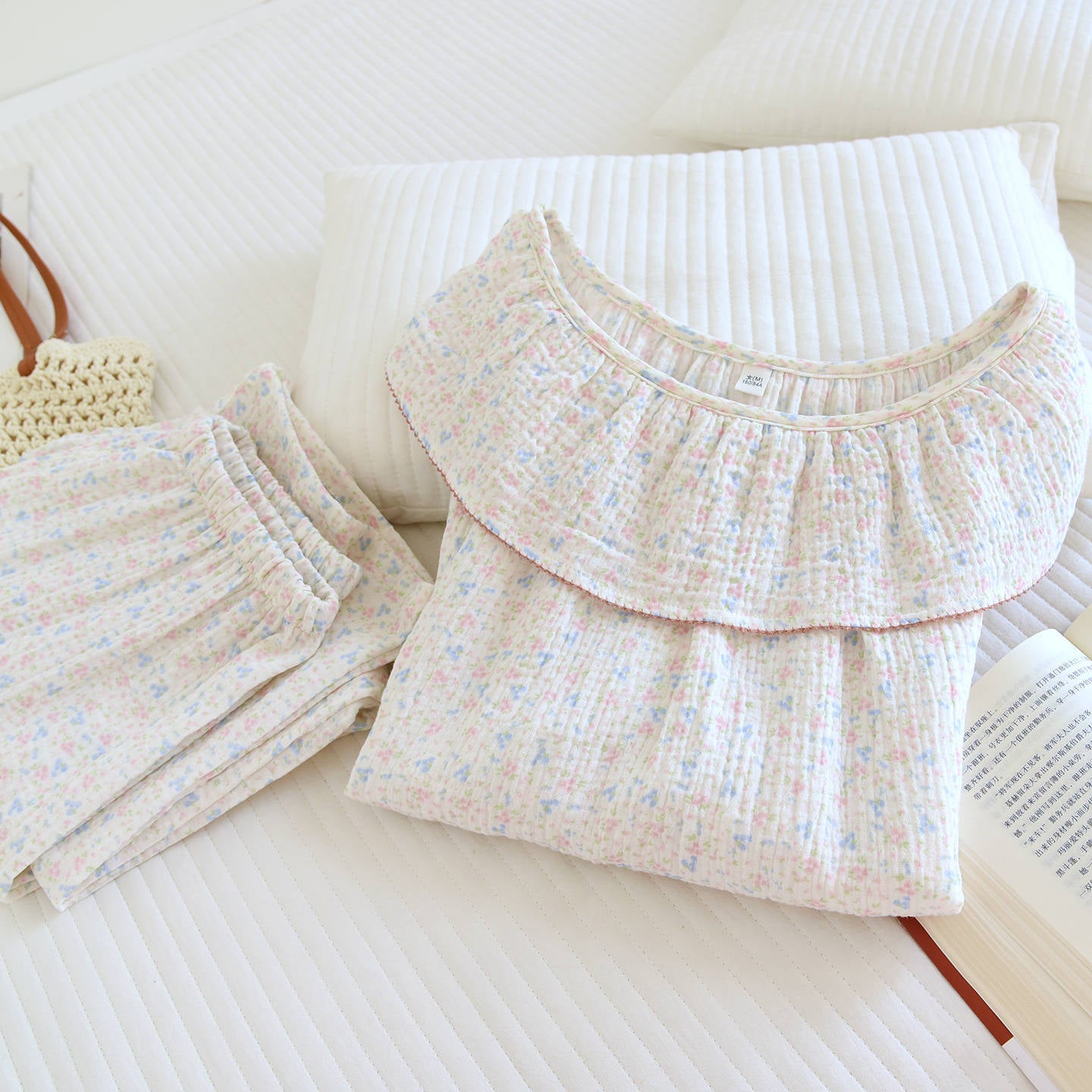 Korean-style Soft All-cotton Skin-friendly Double-layer Gauze Pajamas