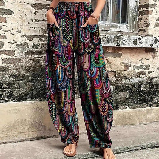 Women's Holiday Casual Full-body Printed Loose Lantern Pants