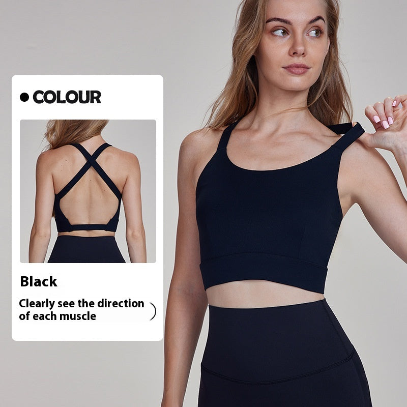 Yoga Clothes Vest Fitness Outer Wear Cross Beauty Back High Sense