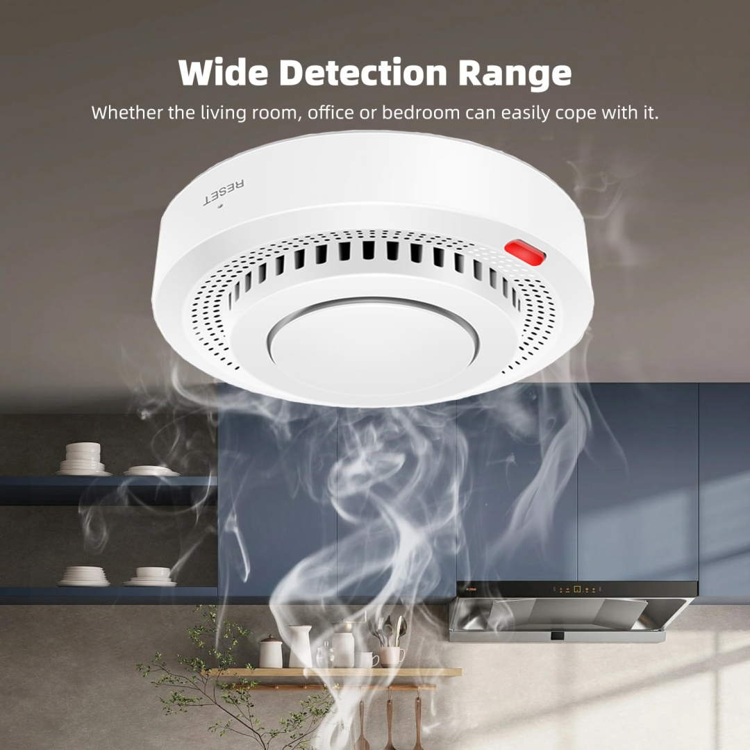T Uya Home WiFi Smoke Detector, Mini Smart Fire Detector With App Alert Notification, 8 X 3.8 Cm  Without Battery