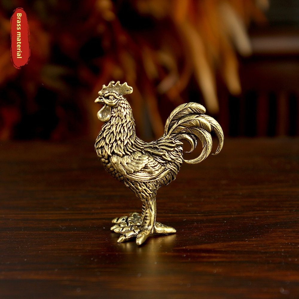 Pure Copper Golden Rooster Wealth Home Living Room Desktop Tea Pet Ornament
