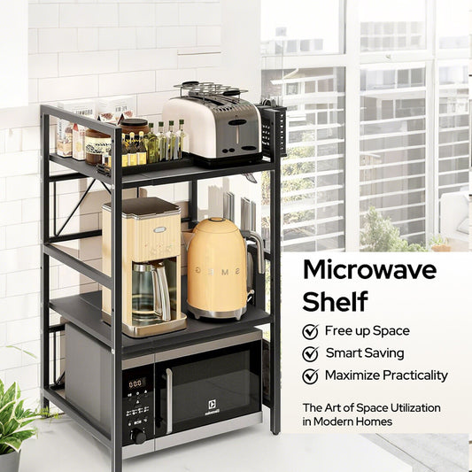 3 Tier Extendable Microwave Oven Rack Heavy Duty Kitchen Stand Storage Shelf UK