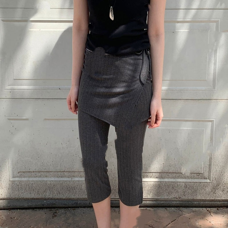 New High-waisted Tight-fitting Slimming Capri Skirt-pants With A Butt-flattering Panel
