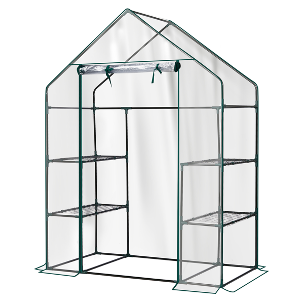 Mini Walk-in Greenhouse With PVC Cover, 4-Shelf Indoor Outdoor Plant Gardening Green House For Garden Backyard, 56inch X 29inch X 77inch, Transparent