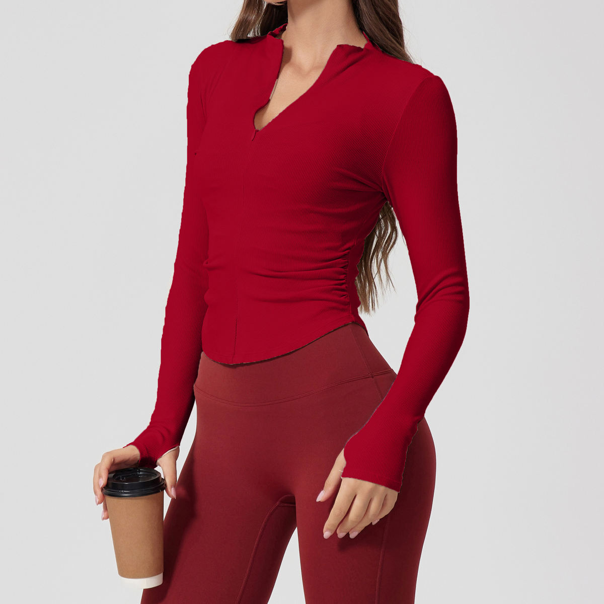 Tight Nude Feel Long Sleeve Thread T-shirt Yoga Clothes Outdoor Sports Top