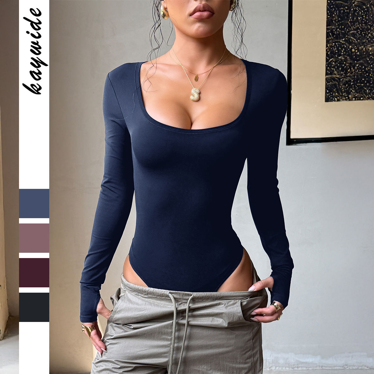 Womens Yoga Long-Sleeve Tight Bodysuit