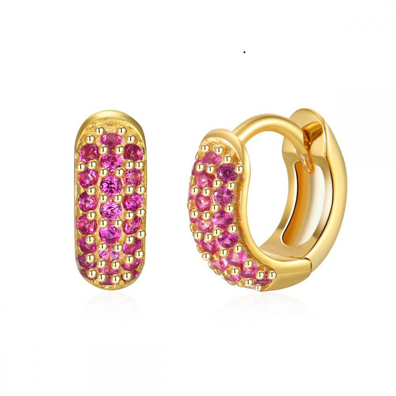 Color Zircon Ear Studs Popular Fashion Best-seller
