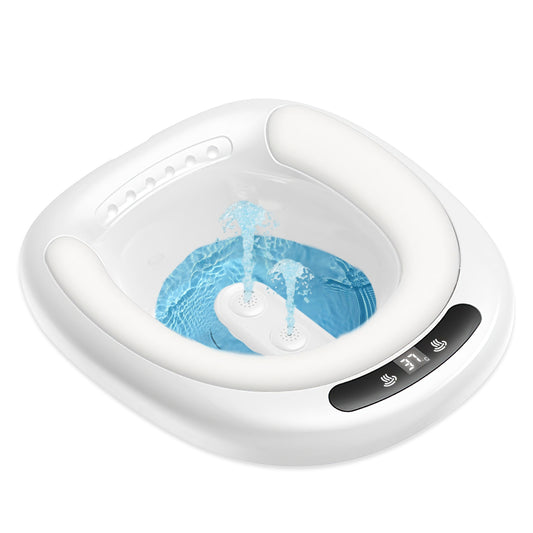 1Pc Electric Sitz Bath Tub Sits Bath Soak Pan For Home  Salts Bowl Postpartum Care Basin For Toilet Seat With Dual Nozzles 3-Level Water Flow Water Temperature Display 1800mAh Battery For Women Men