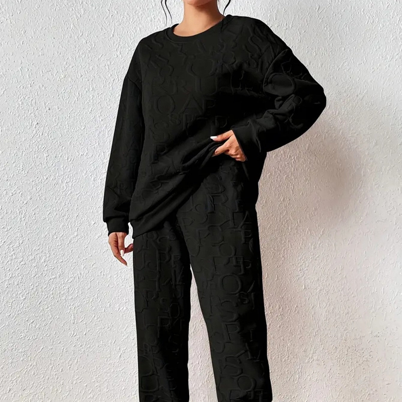 New Arrival Women's Fall Winter Fashion Ribbed Knit Casual 2-Piece Outfit Set