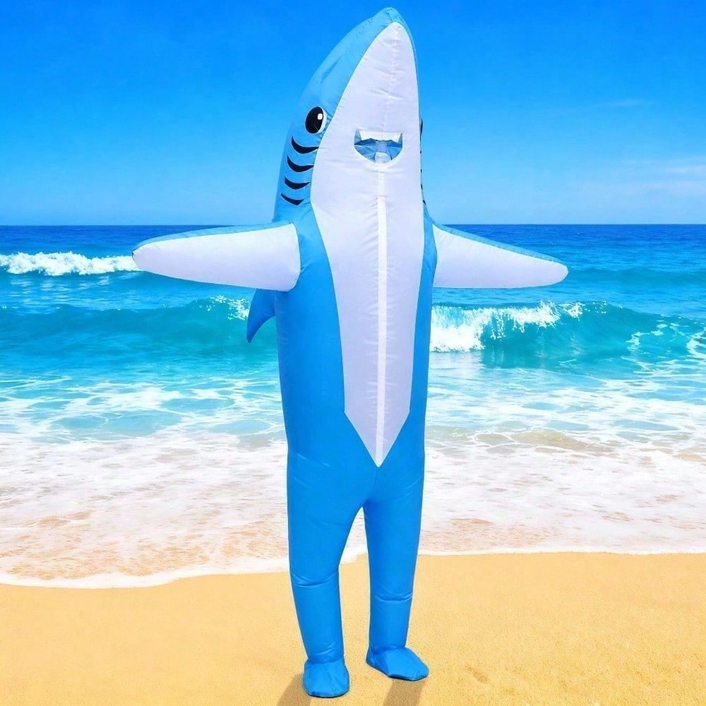 Perfect Valentine Gift, Shark Inflatable Costume, Adult Blow Up Halloween Party Outfit, Funny Group Cosplay For Birthday And Sporting Events
