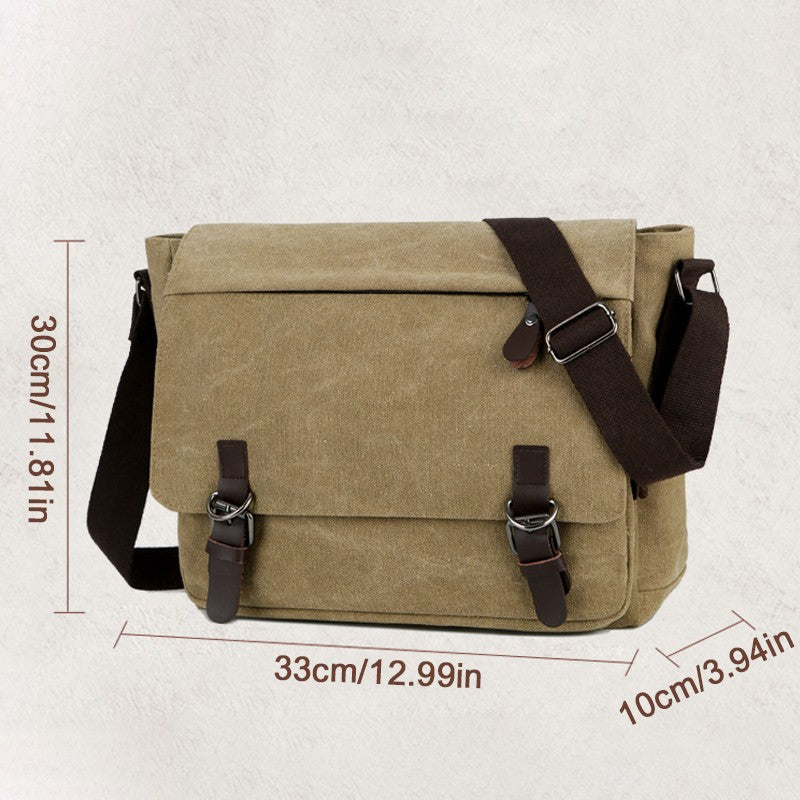 Men Canvas Leather Bag Messenger Satchel Military Travel Cross Body Shoulder Bag