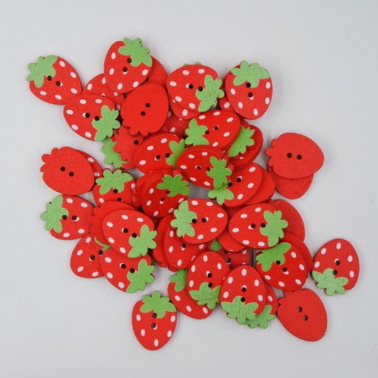 Wooden Strawberry Button DIY Ornament Accessories