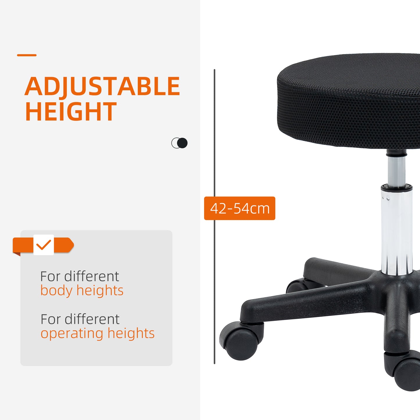 Hydraulic Swivel Salon Spa Stool Height Adjustable Facial Massage Tattoo With 3 Changeable Seat Covers, Black