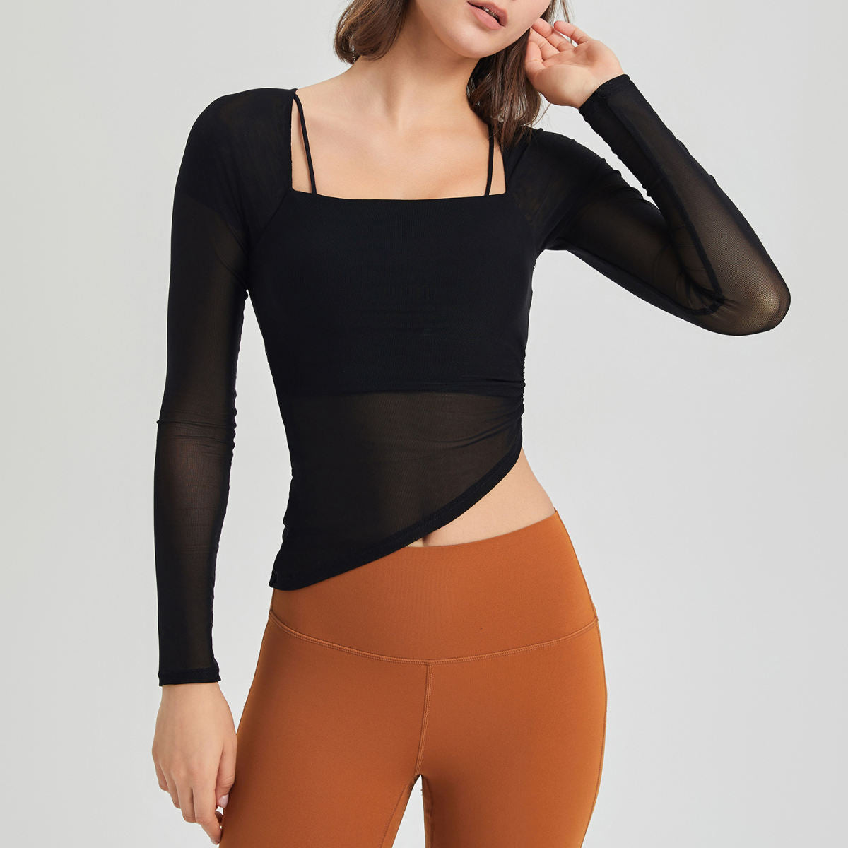 Fake Two-piece Mesh Fixed Cup Sports Outer Wear Chest Pad Yoga Clothes
