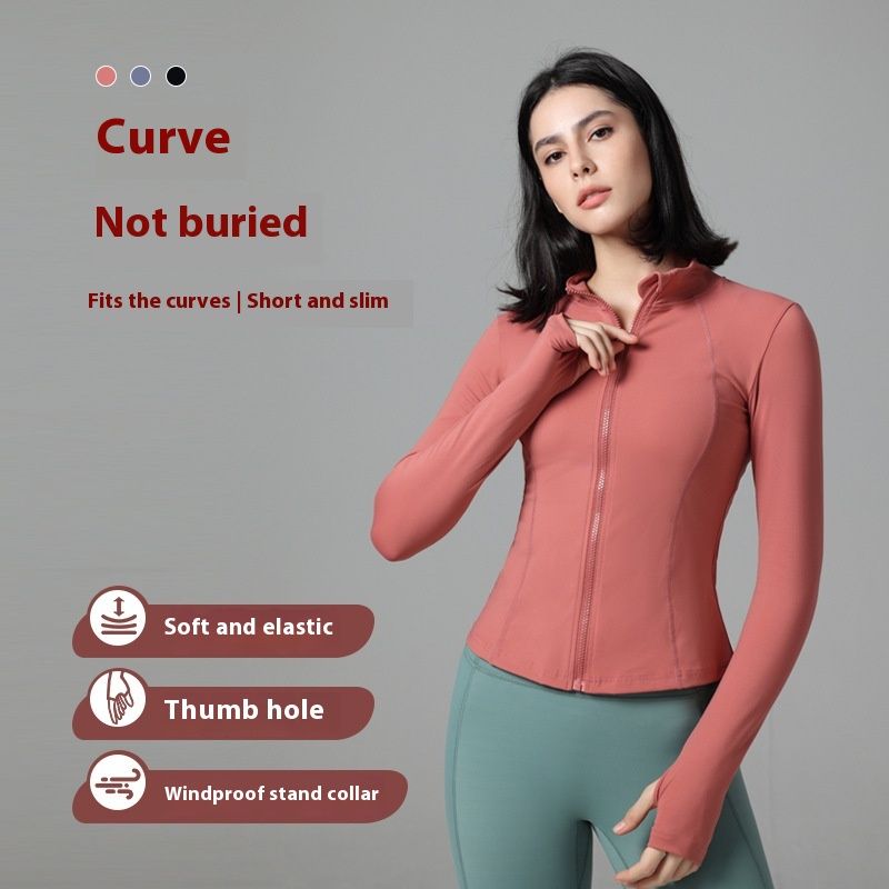 Skin-friendly Nude Feel Yoga Sports Jacket Zipper Running Stretch Tight