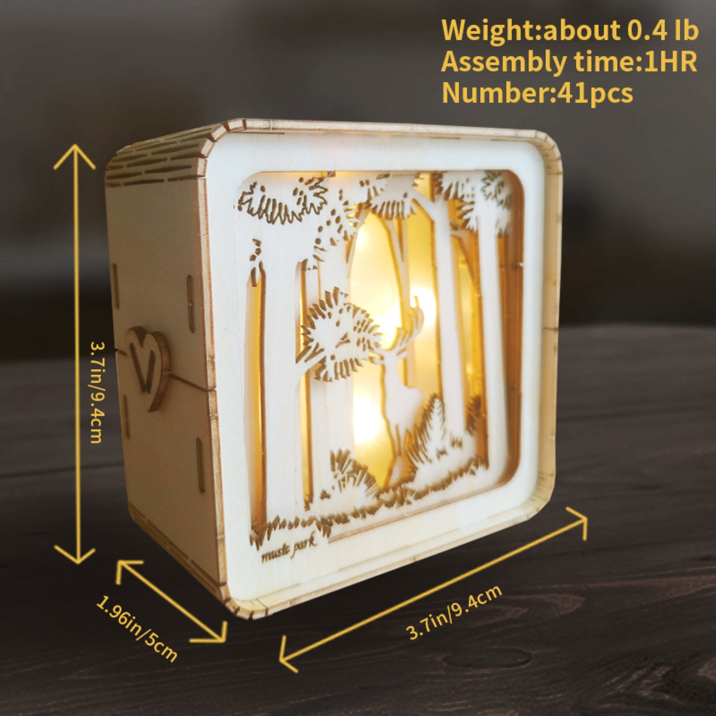 Sales Are Prohibited On The TEMU And SHEIN -MUSIC PARK 3D Wooden Puzzles Elven Deer Model Kit Night Lights Desk Decorations Birthday Christmas Gifts For Women Age14