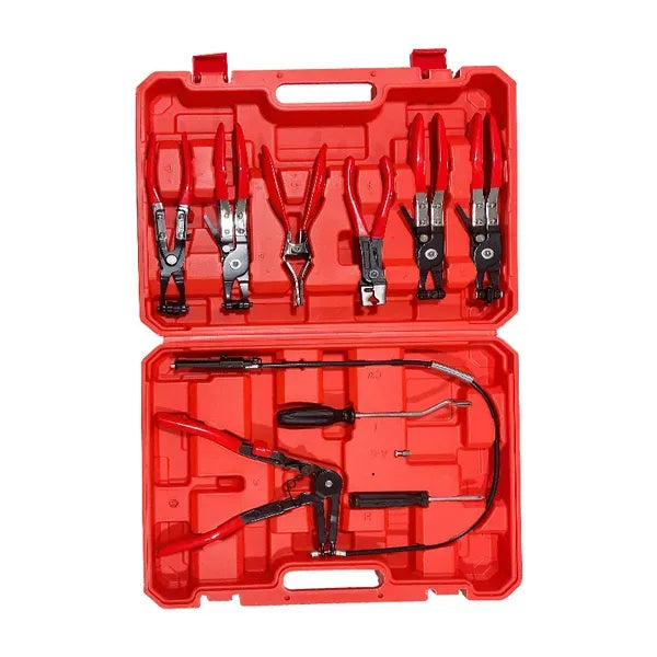 Straight Throat Type Car Water Pipe Clamp Pliers, Oil Pipe Clamps, Snap Pliers Tools, Red Set