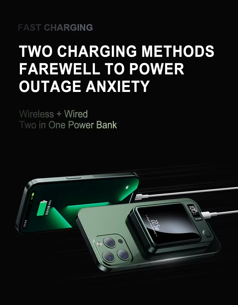 Magnetic Wireless Power Bank, Super Fast Charging, Portable External Battery Power Bank For IPhone, Samsung,