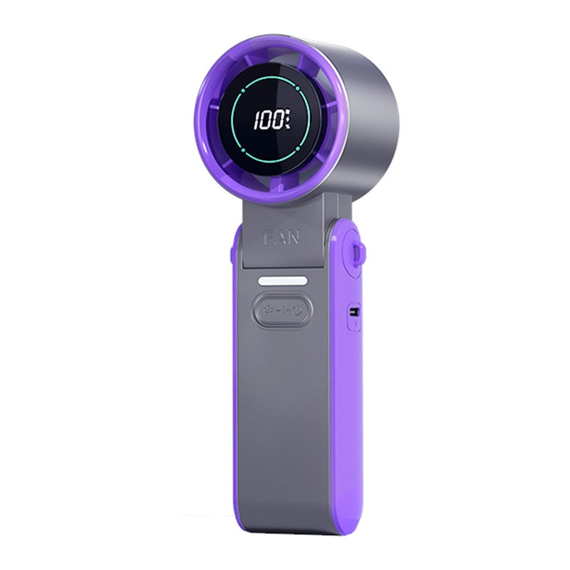 Handheld USB Charging Digital Display Portable Wind Adjustable Folding Fan